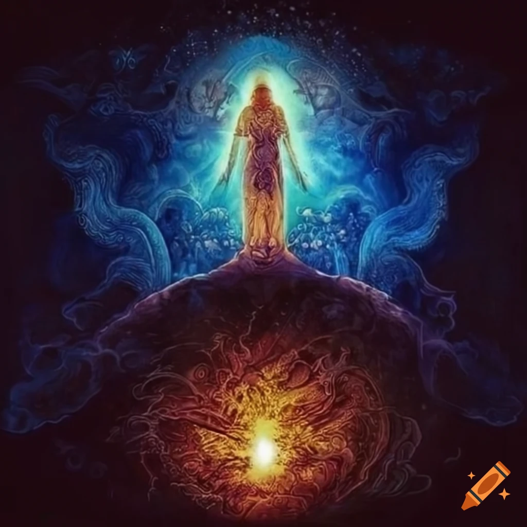 Heaven on Earth in fantasy esoteric art style