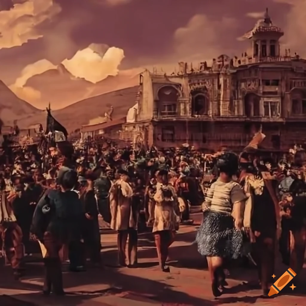 Festive manifestation involving the ecuadorian population in the