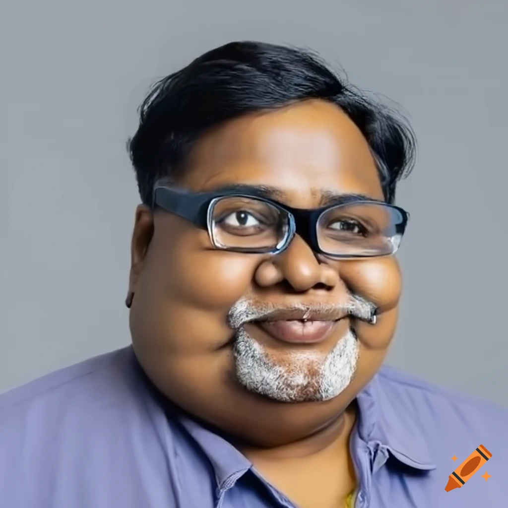 Smiling Indian scientist man with glasses on light gray background