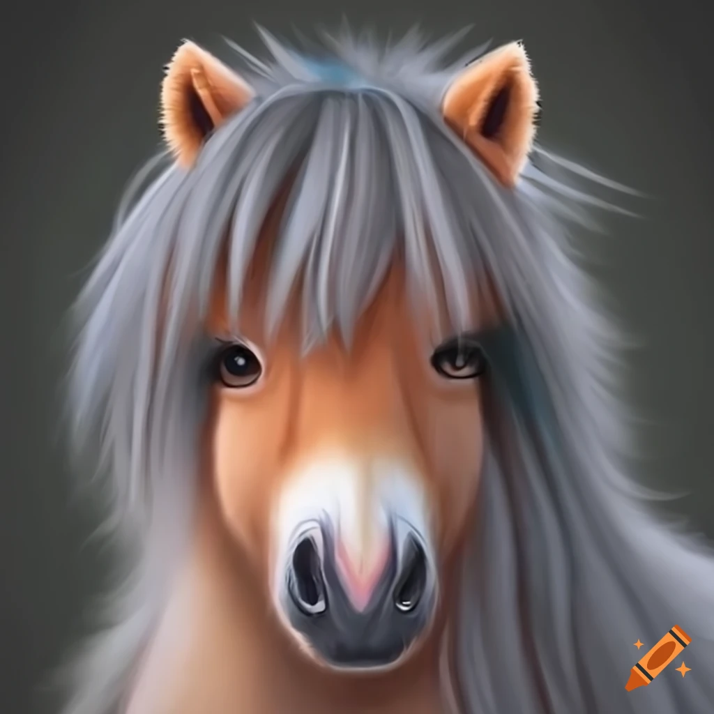 Fluffy realistic pony with symmetrical features