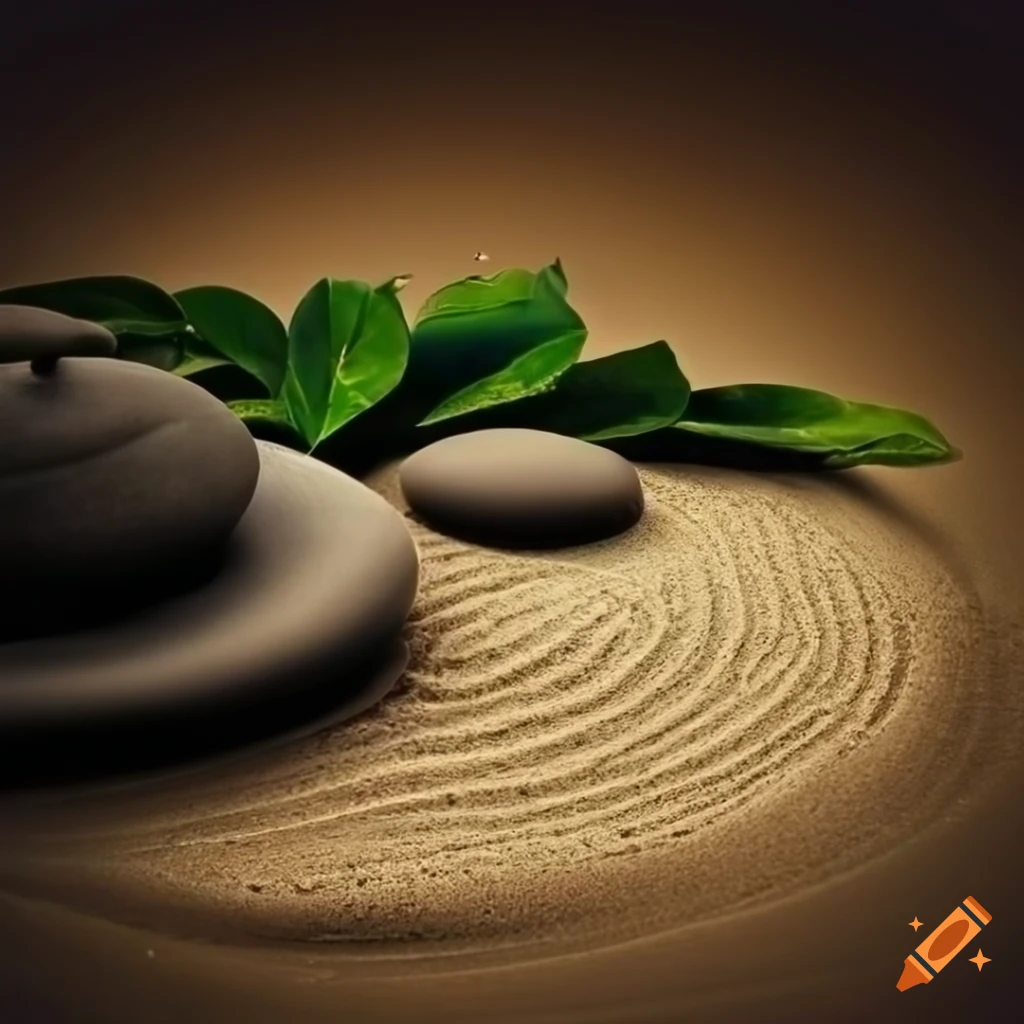 Zen sand garden with patterns