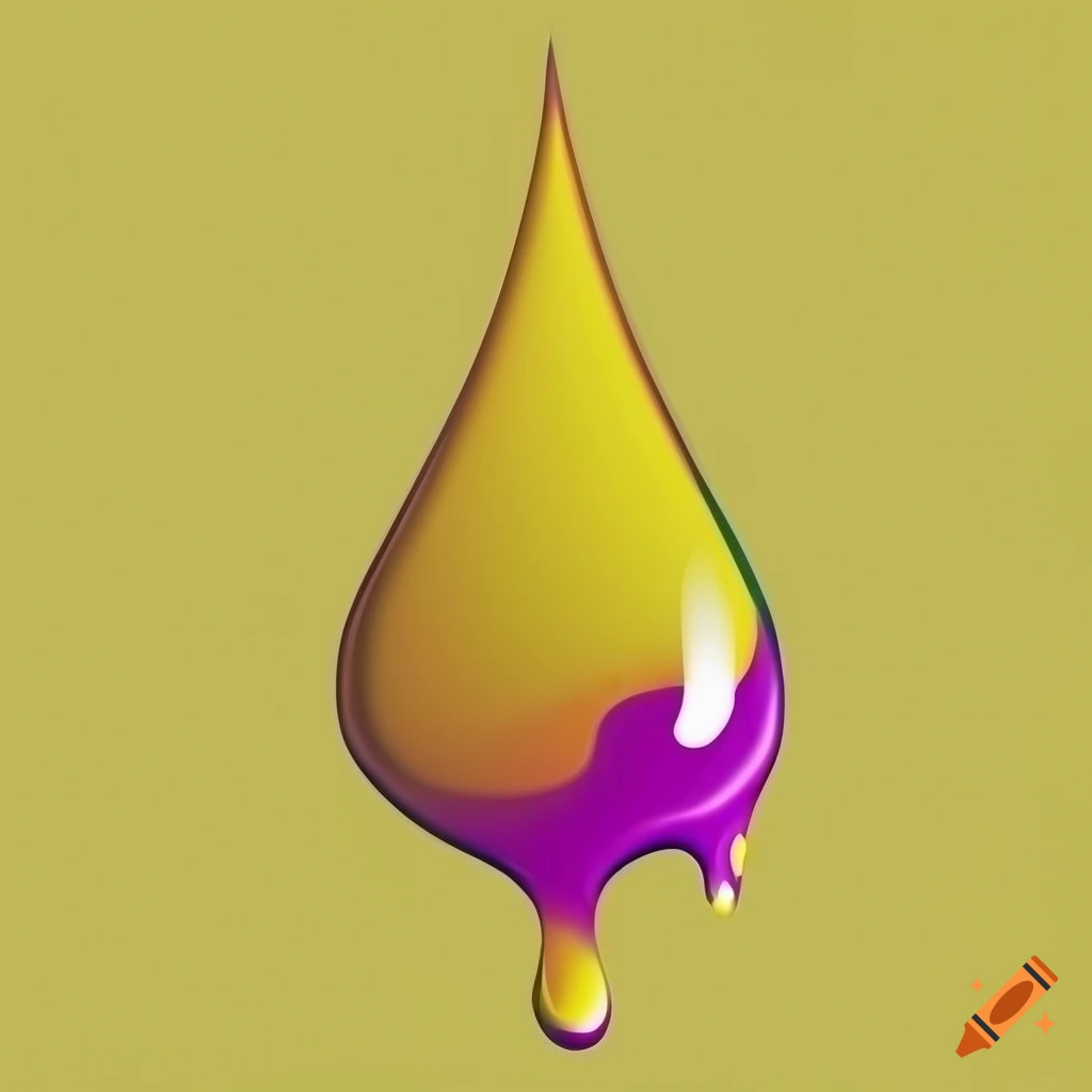3d vector image of a yellow paint drop with dripping colors on Craiyon