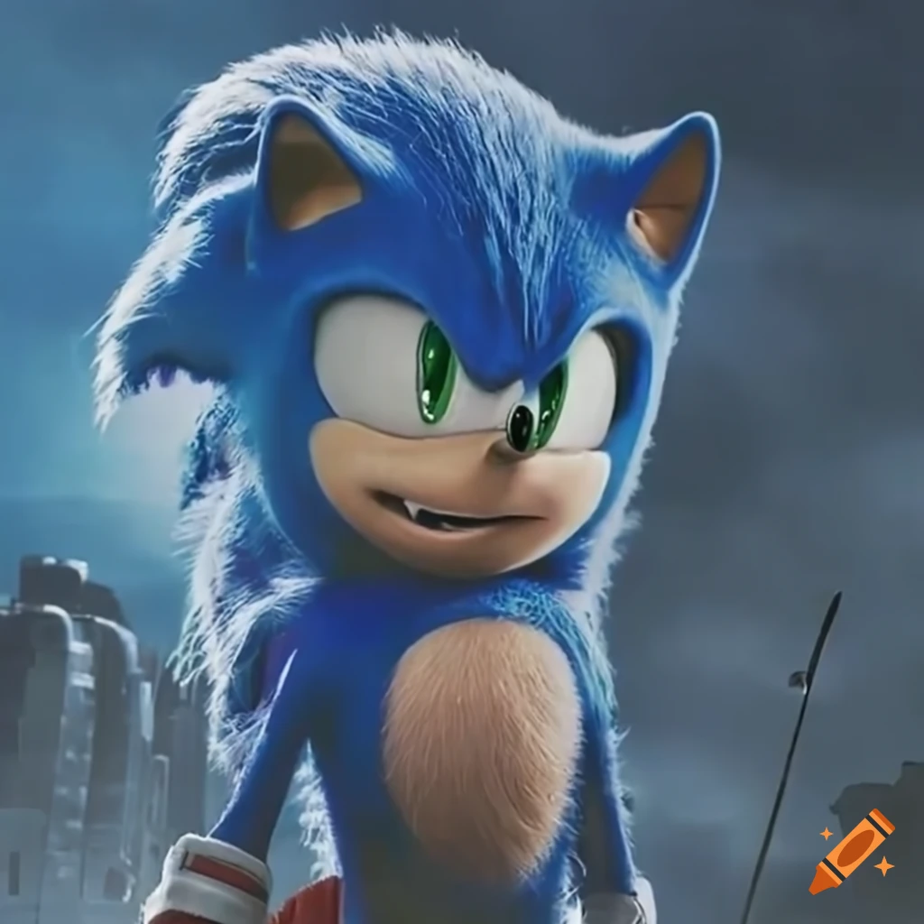 Sonic the hedgehog character from the live action movie on Craiyon