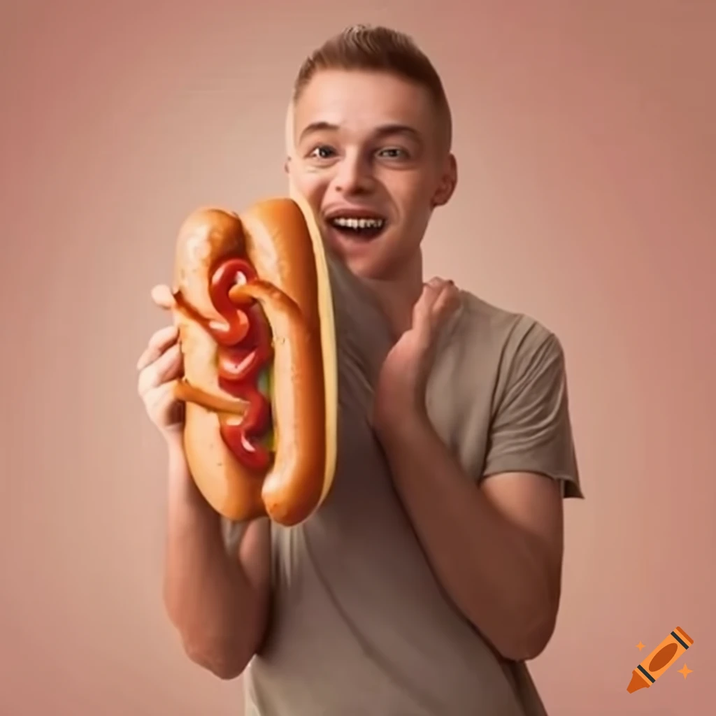 Man Enjoying A Hotdog Snack On Craiyon hotdog