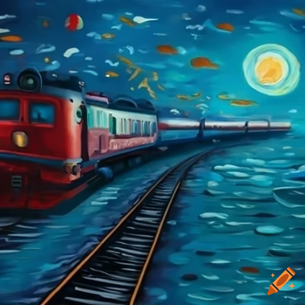 Long Polar Express Train And Tracks Under The Sea On Craiyon