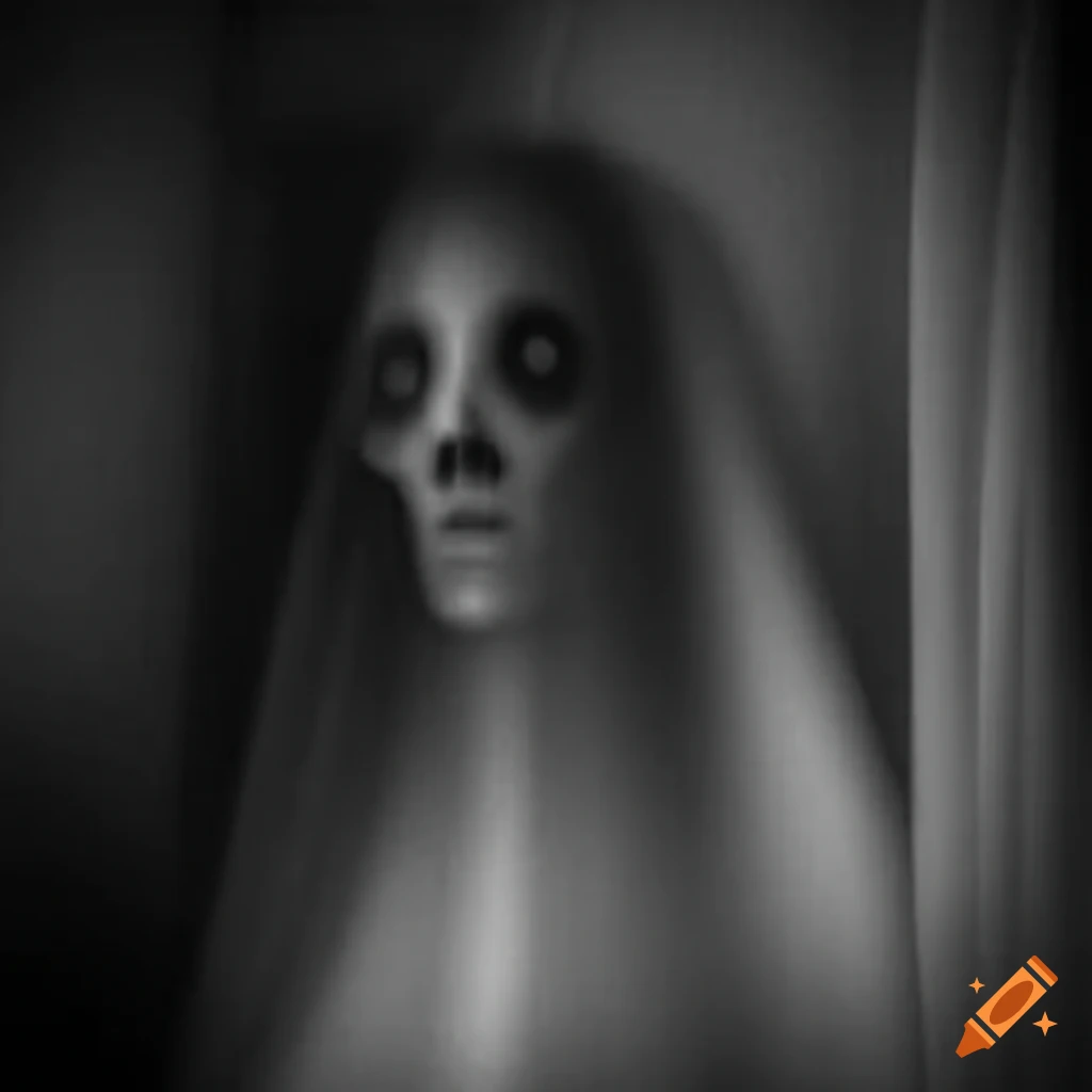 Transparent soul manifesting in a haunted house