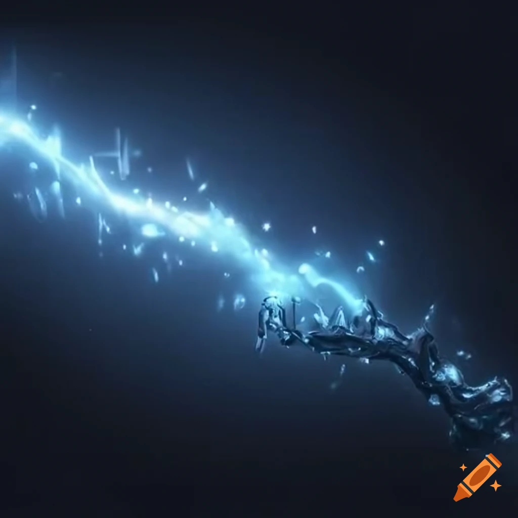 Blizzard light beams on a glassy black background with stunning lighting