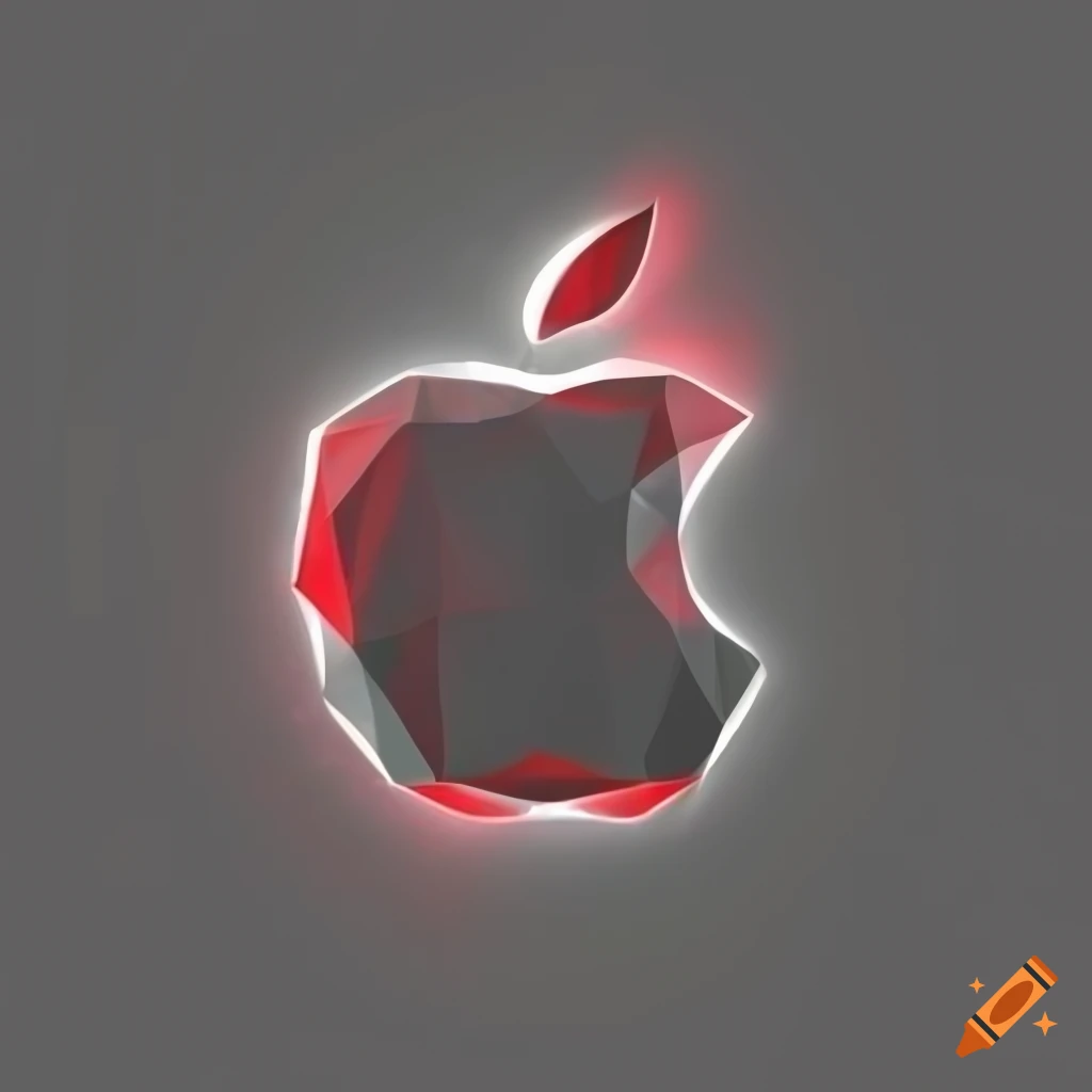 Polygonal noir and red apple logo icon