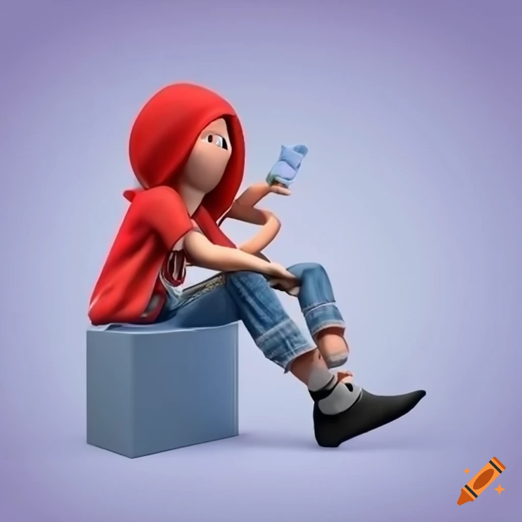 3D illustration of an animated character sitting on top of a social media logo "Whats app" in casual modern clothing