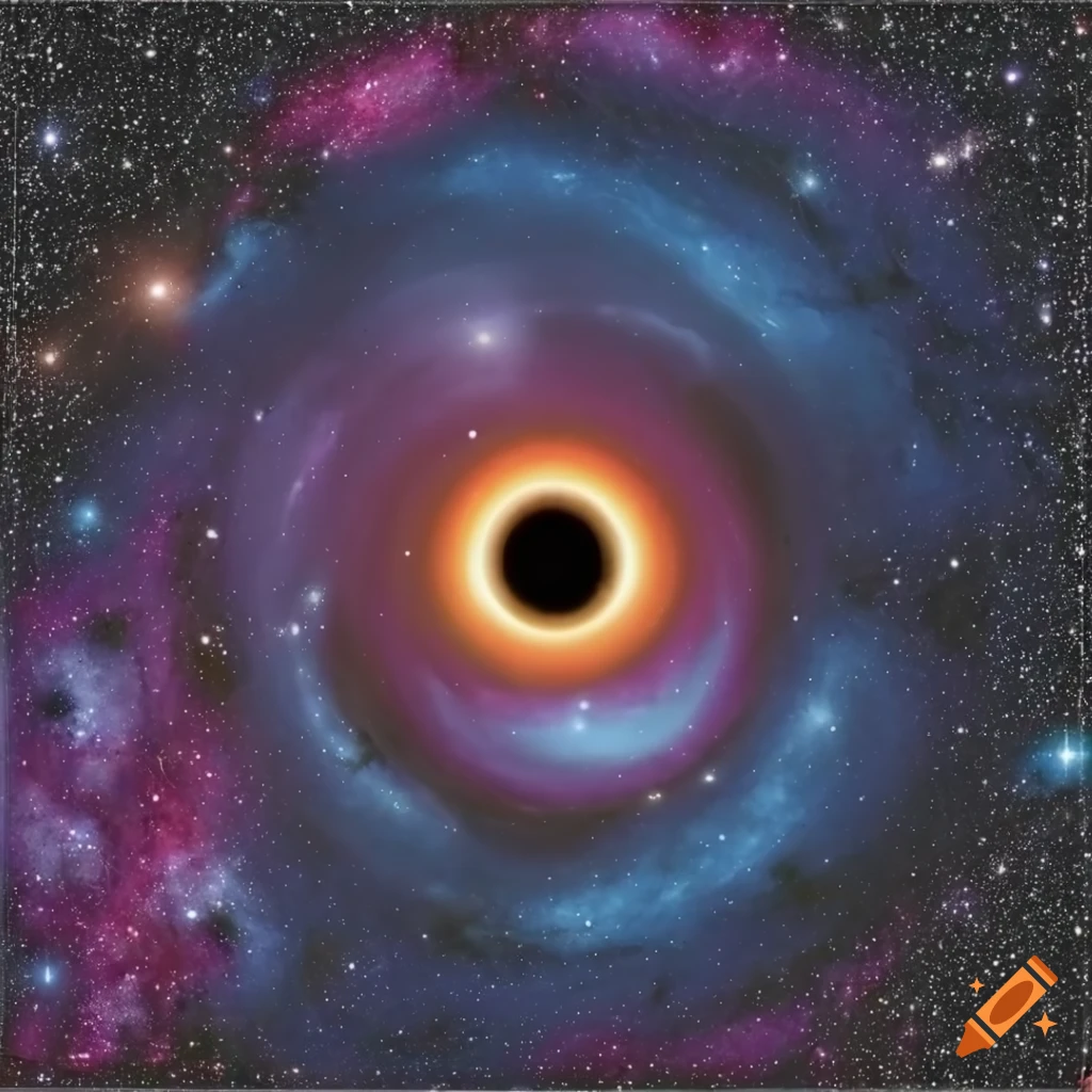Cosmic realm with mesmerizing black hole surrounded by stars on Craiyon