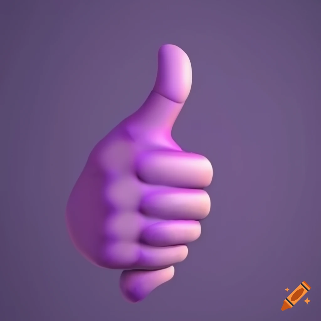 Purple 3d thumbs up with four fingers and a thumb on Craiyon