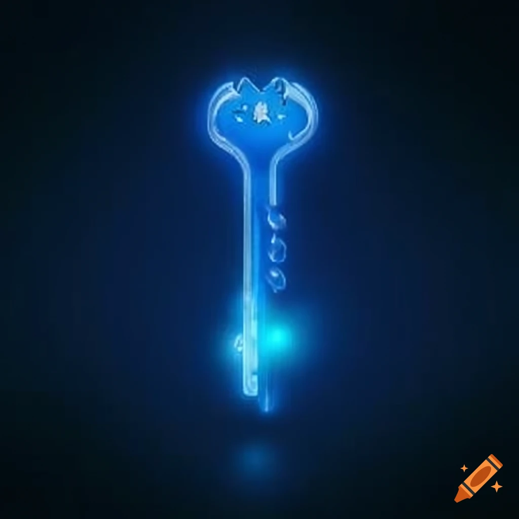 Dark blue magic door key to enter another shadow world