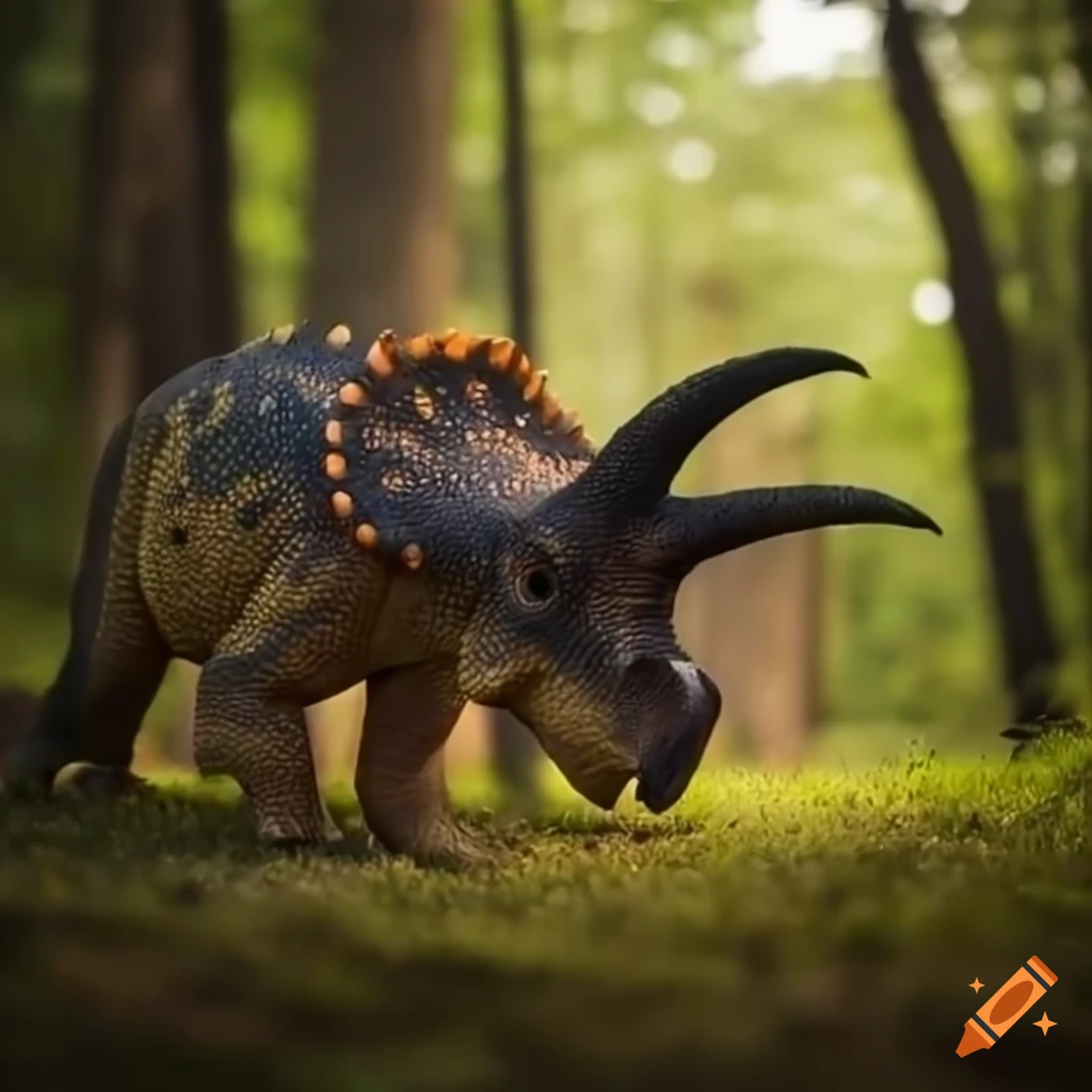 Small nimble microceratops in a natural forest environment in warm ...