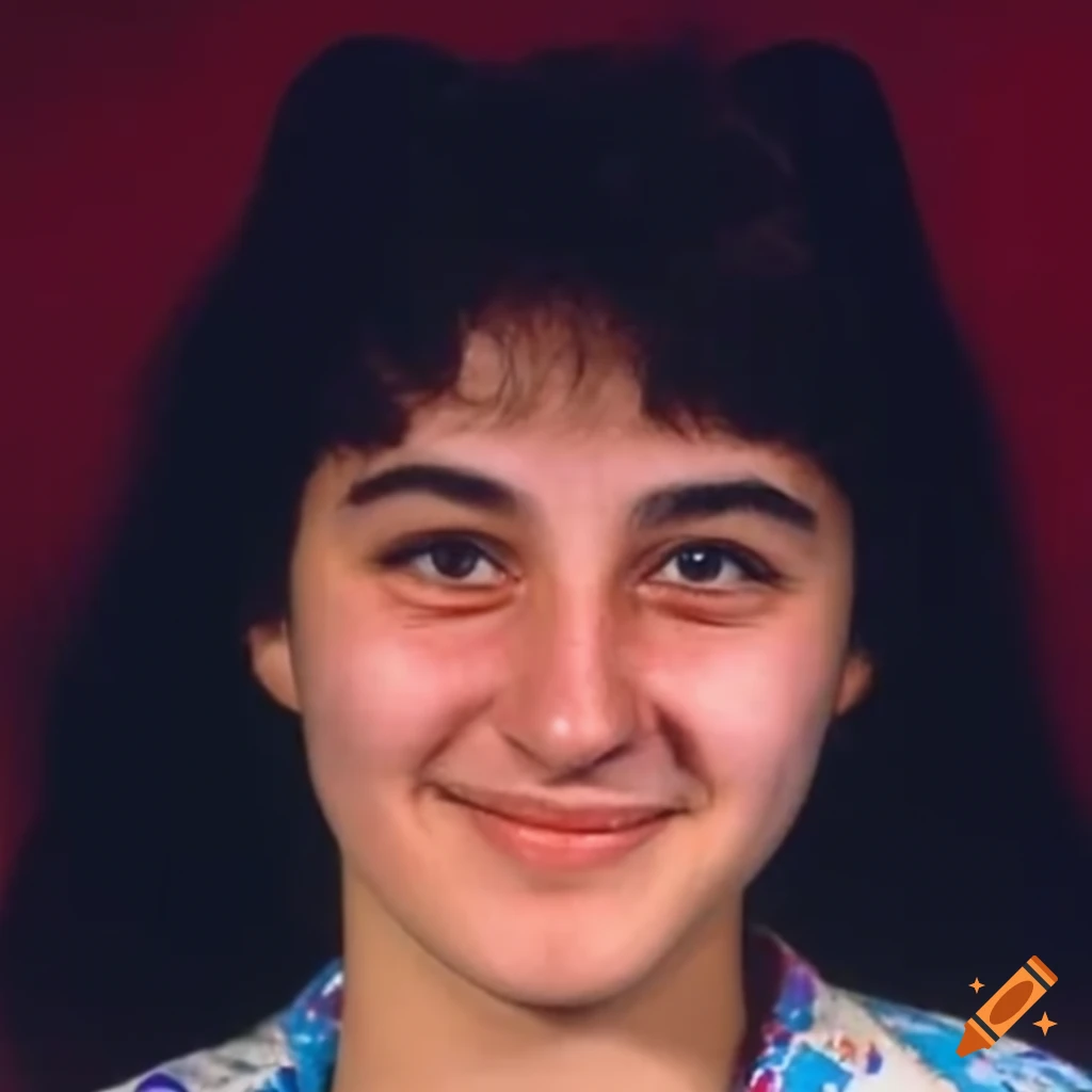 Detailed Portrait Of A 15 year old Female Human In A 1988 Edition 