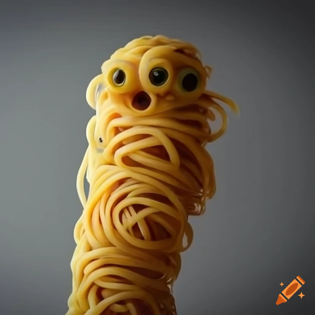 Cartoon noodle realistic monster on Craiyon