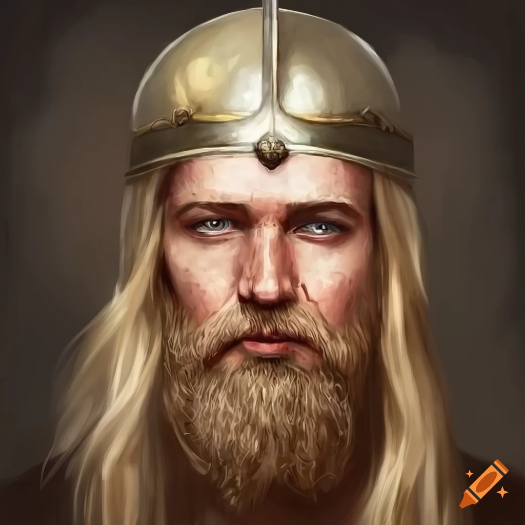 Portrait of ancient frankish king warrior with diadem, hyperrealistic ...