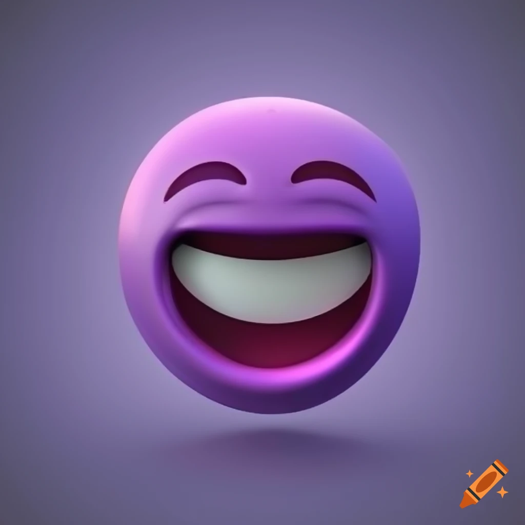 Purple smiling 3D emoji laughing