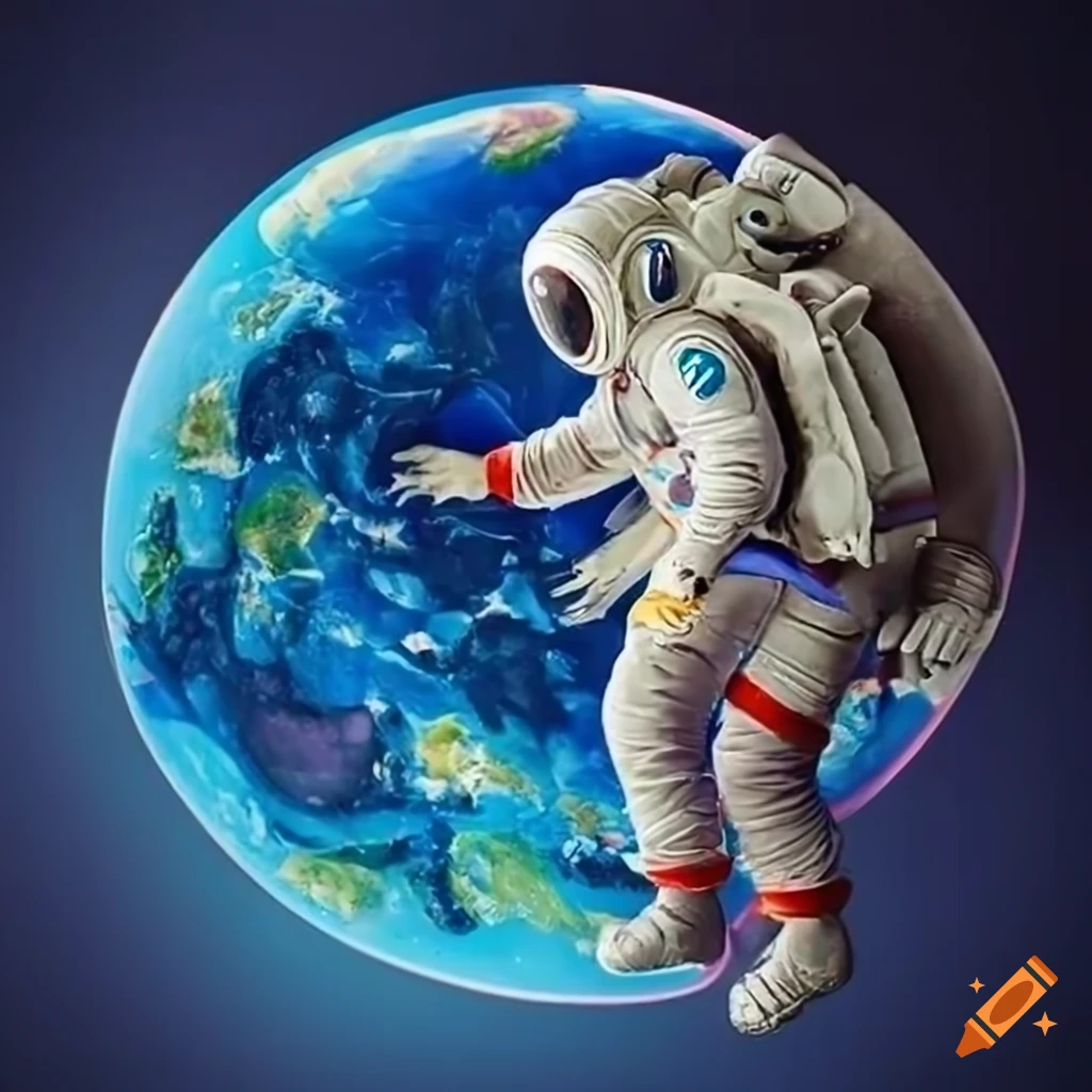 Colorful astronaut cupcake with Earth