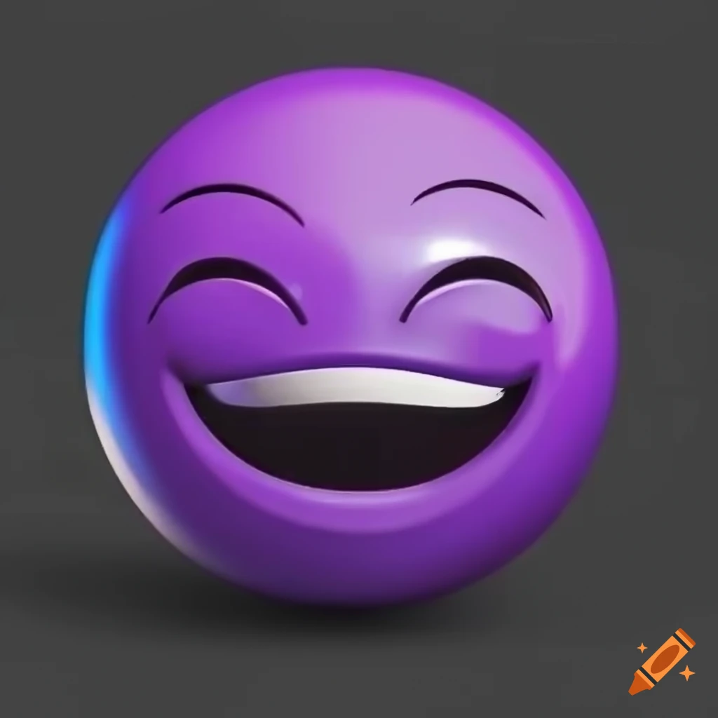 Purple laughing smiley in 3D