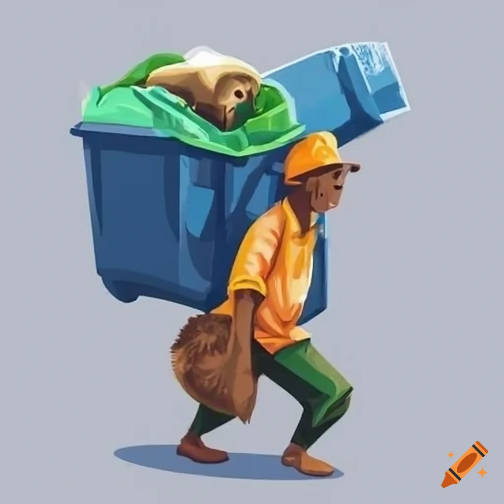 Garbage collector carrying a monkey