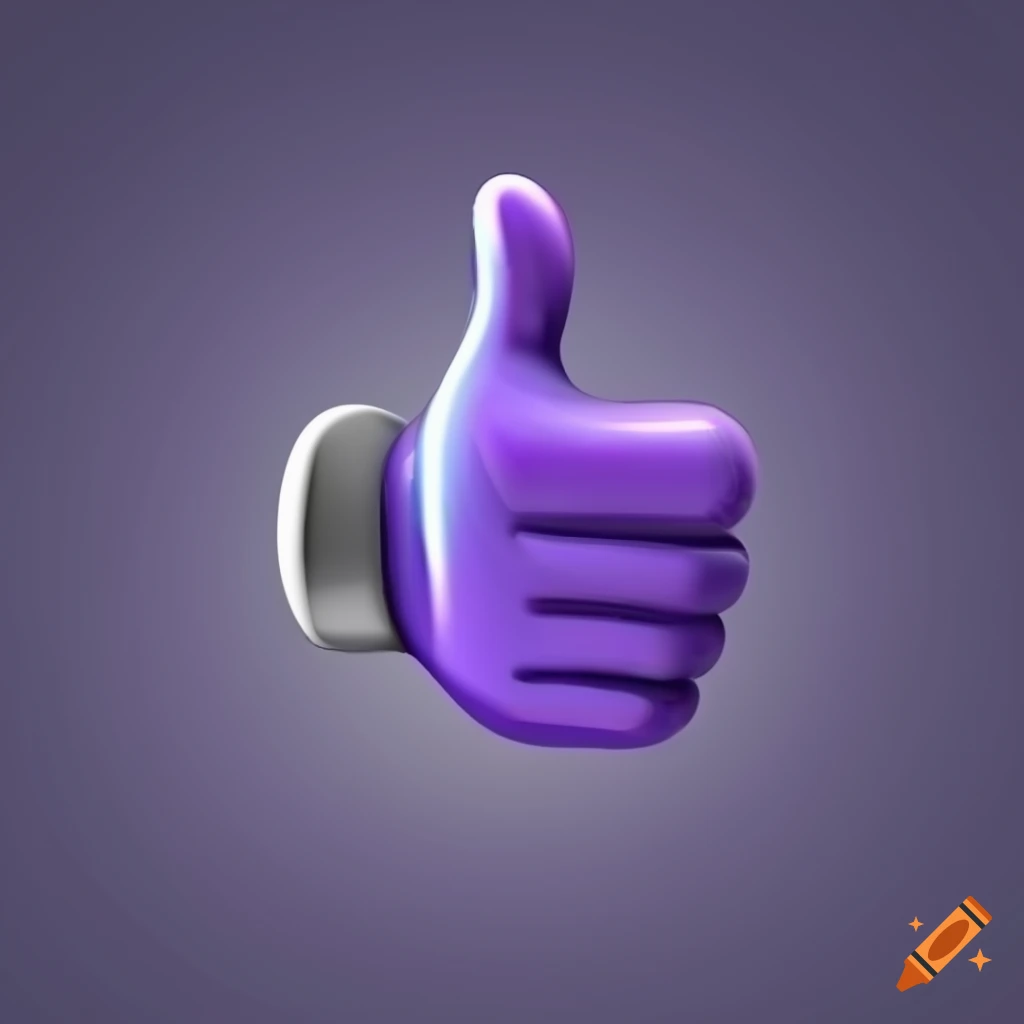 Purple 3d thumbs up with four fingers and a thumb on Craiyon