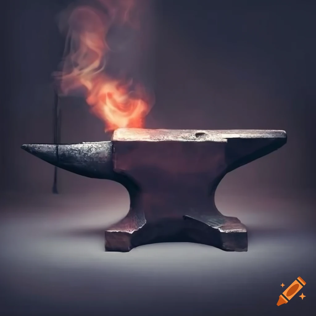 Blacksmith's anvil in a smoky dark room