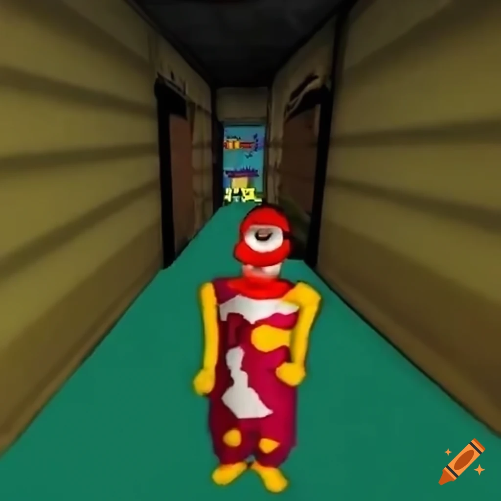 Vhs camera footage of gmod carnival game with clown mouth water gun on