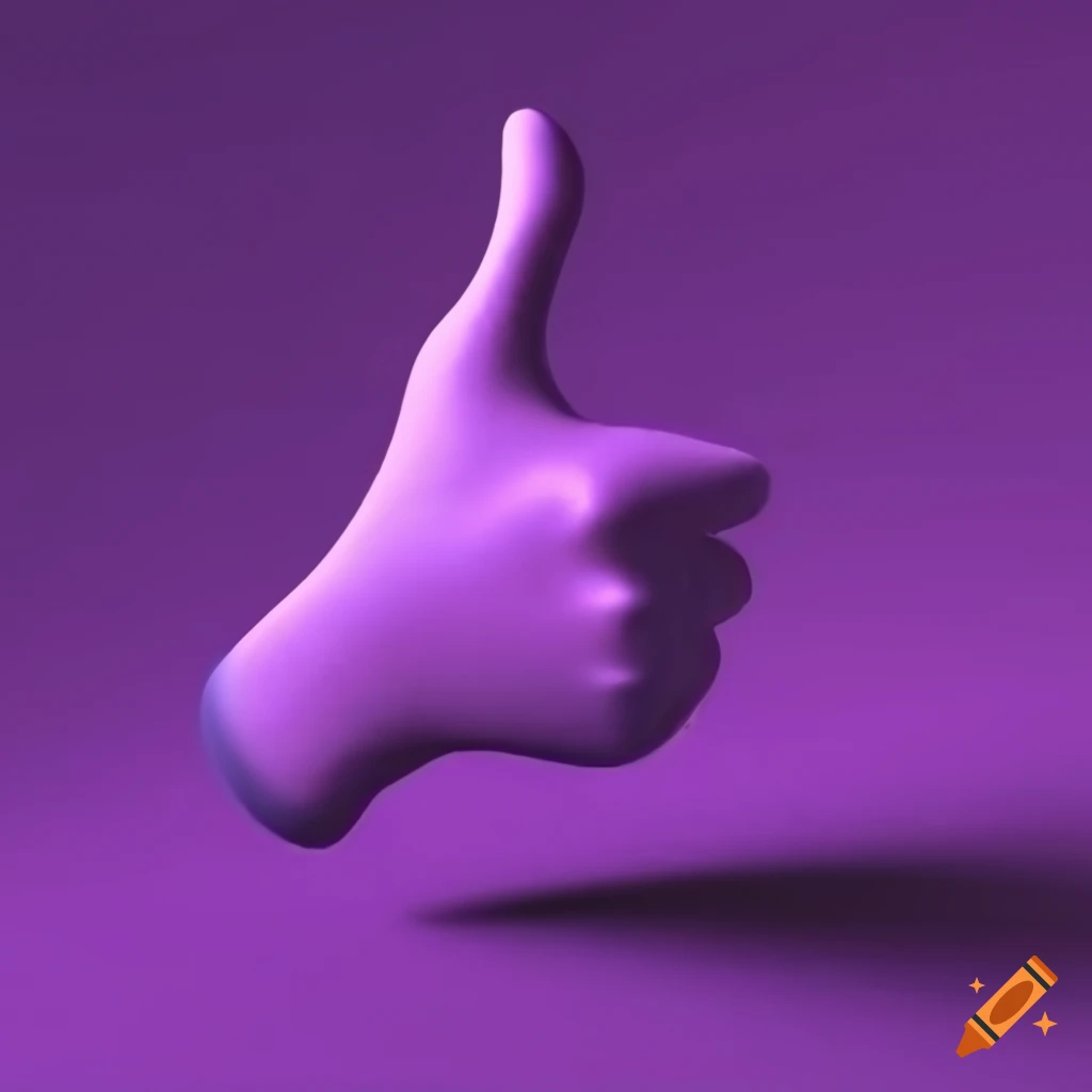 Purple 3d thumbs up with four fingers and a thumb on Craiyon