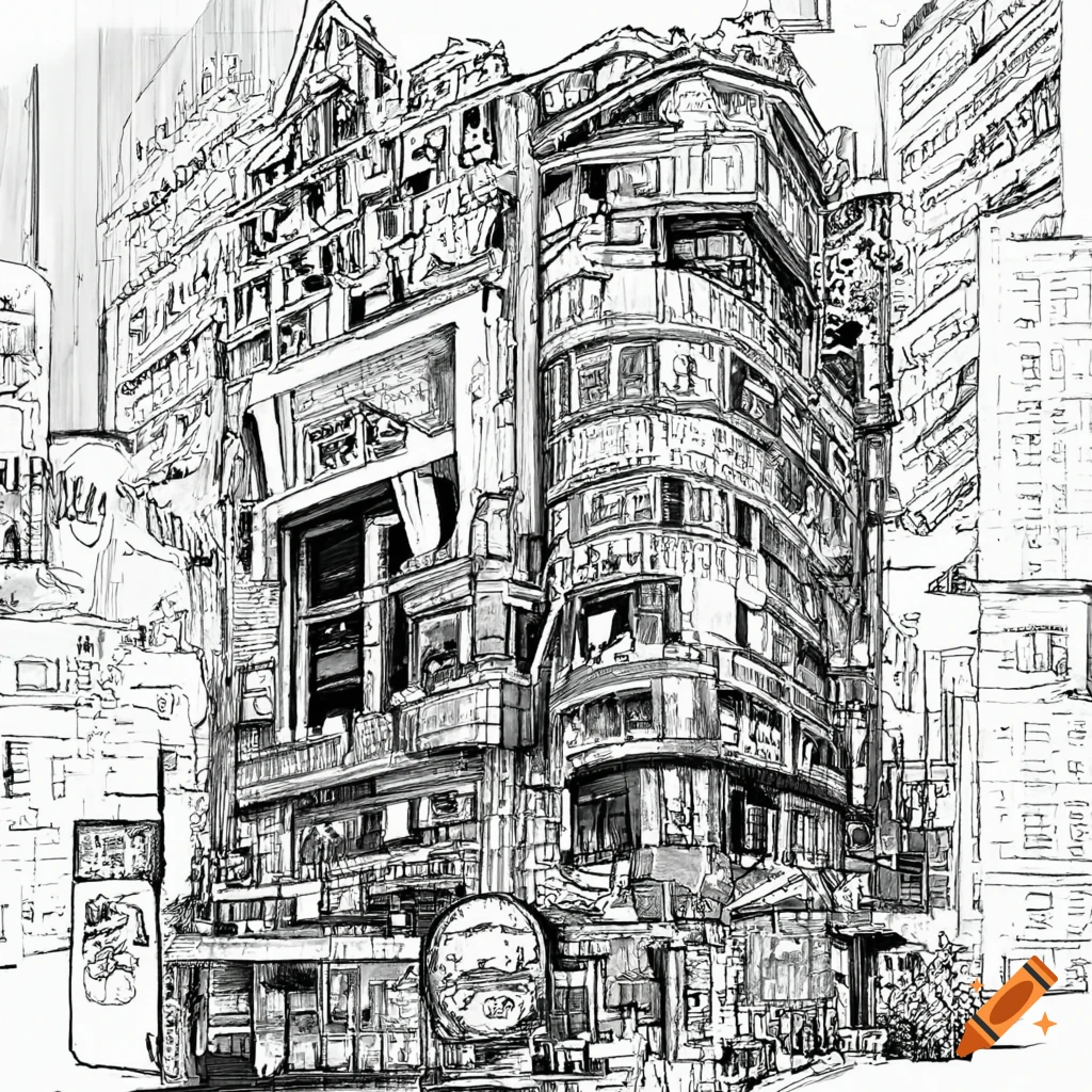 Cyberpunk dystopia pen and ink illustration on Craiyon