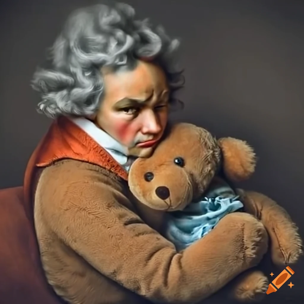 Ludwig van Beethoven with a teddy bear