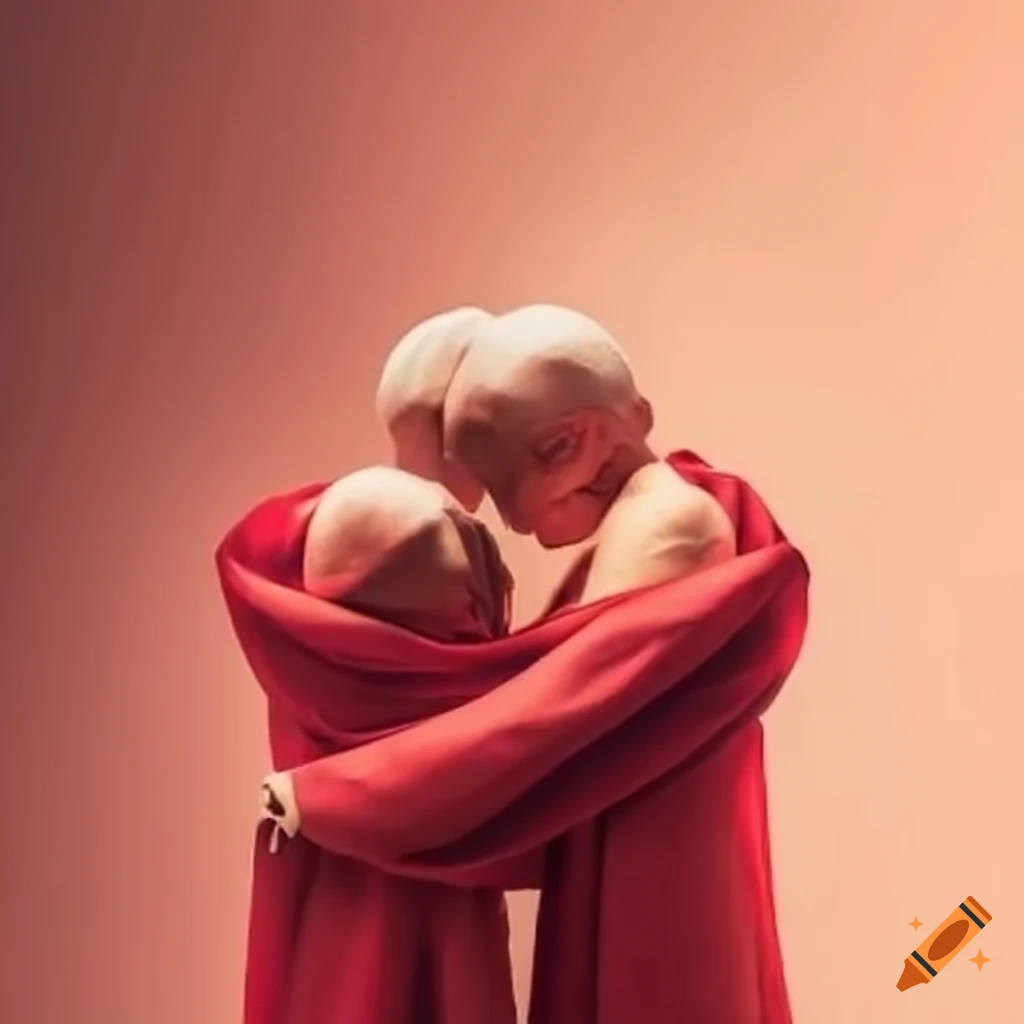 Loving couple wrapped in fabric signifying unity