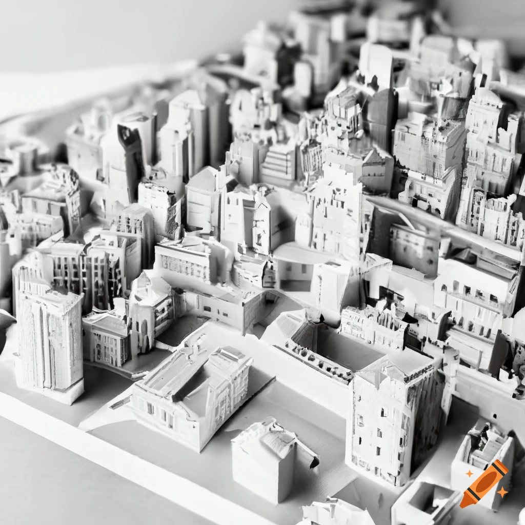 Maquette de quartier en impression 3D monochrome blanche avec des couches de 0.2mm