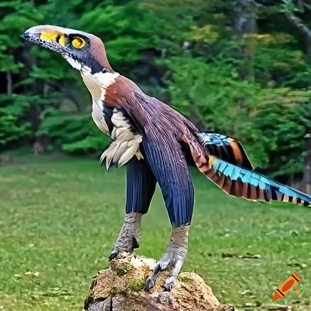 Colorful Utah Raptor Feathered utahraptor with owl-like colors in the wild on Craiyon