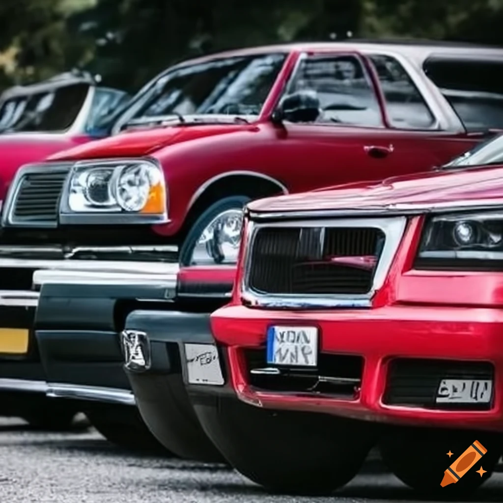 Cars for sale in a yard on Craiyon