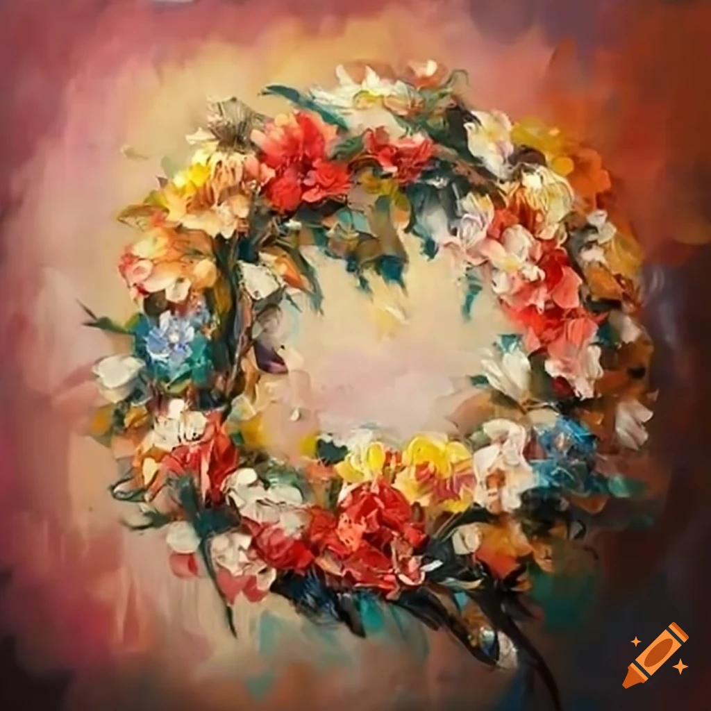 Floral wreath with an Asian theme