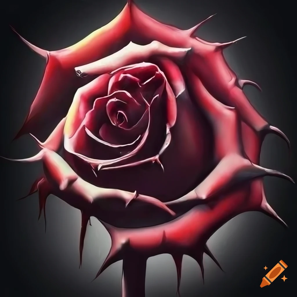 Beautiful and dangerous rose with venomous thorns on Craiyon