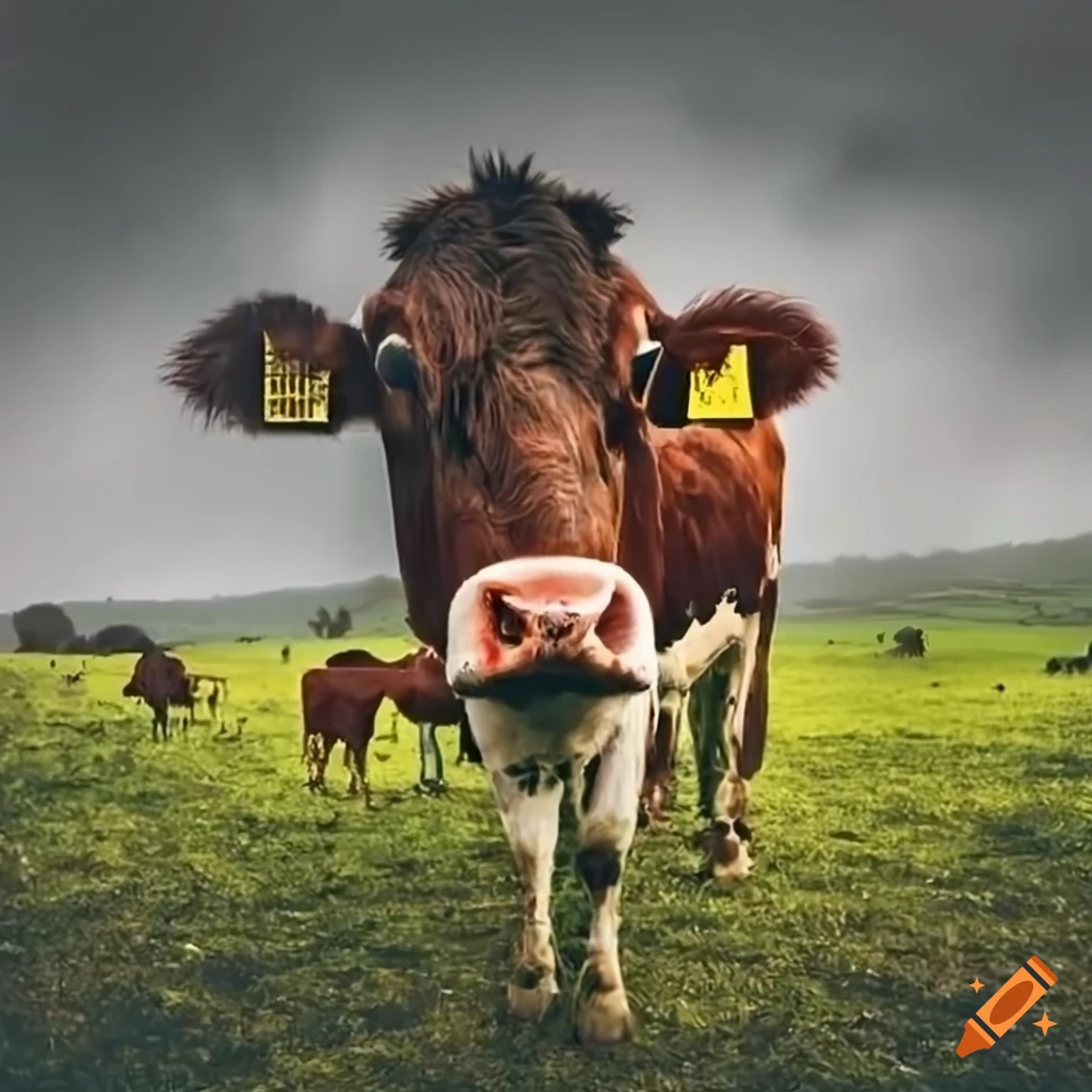 Cows in a rainy pasture