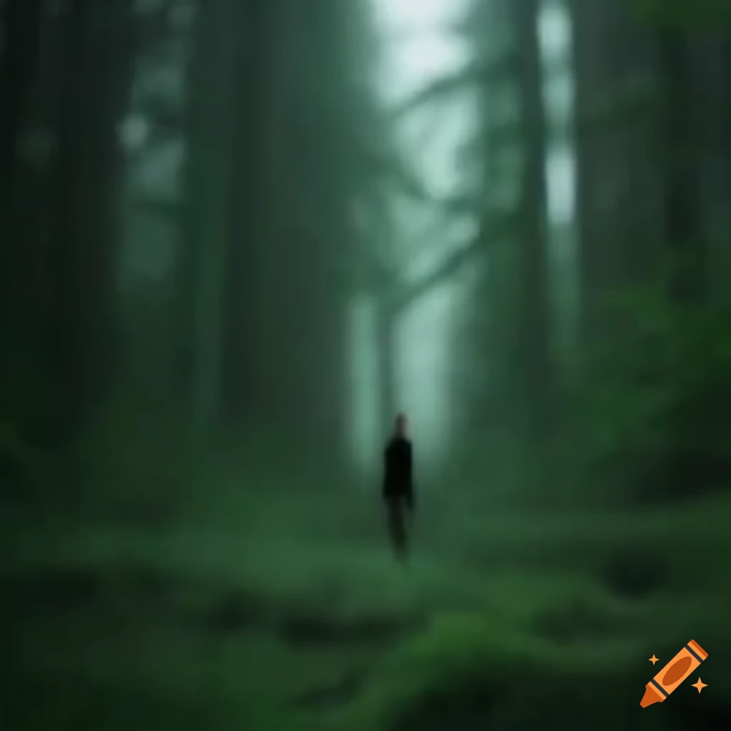 Person witnessing a temporal anomaly at the edge of the forest