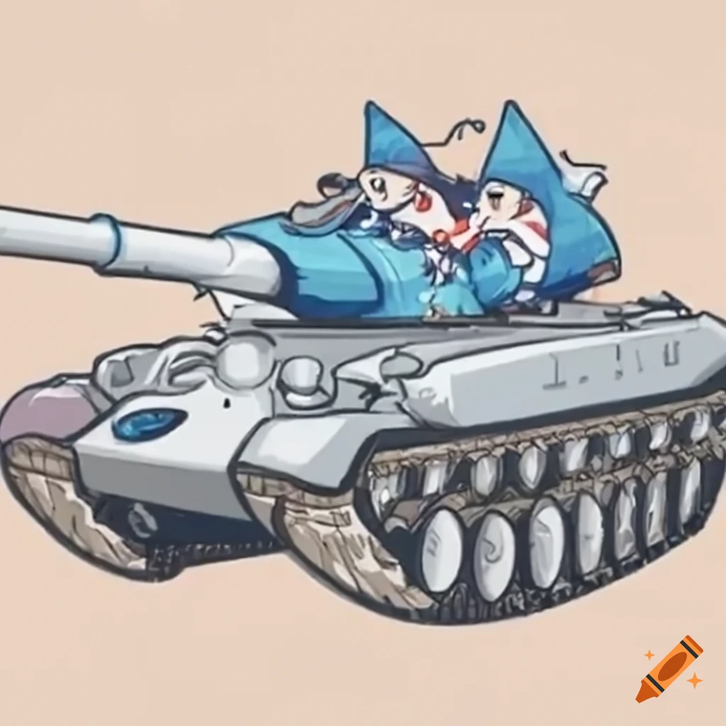 Gawr Gura riding a T-72 Tank