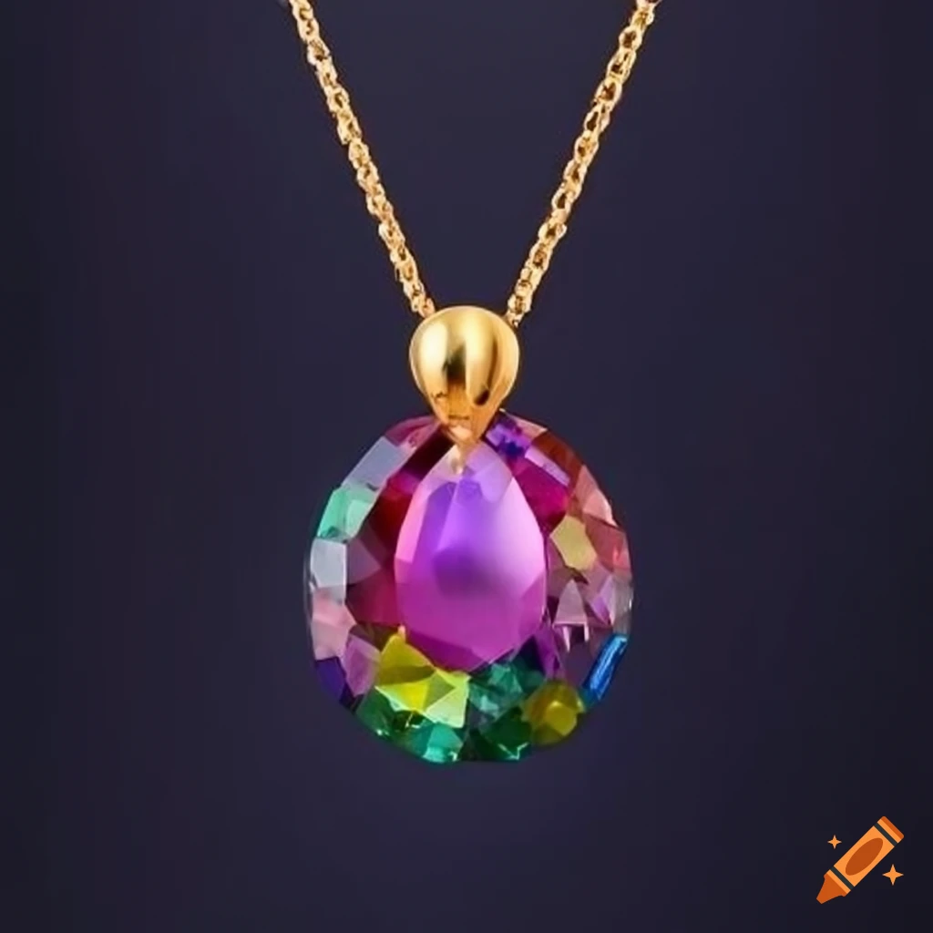 Colorful gemstone pendant with intricate design on Craiyon