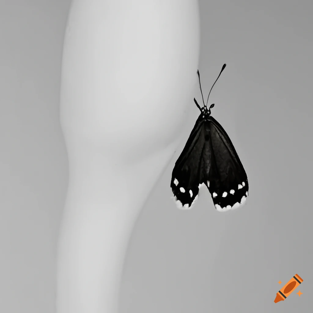 Butterfly emerging from cocoon in black and white, minimalistic style