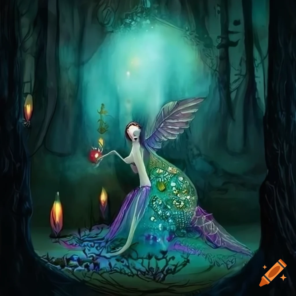 Illustration of magical dream creatures in an enchanted realm