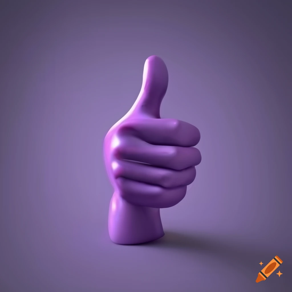 Purple 3d thumbs up with four fingers and a thumb on Craiyon