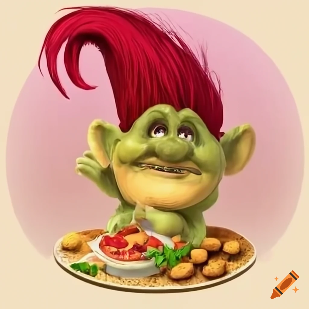 Troll eating cheese and crackers on Craiyon