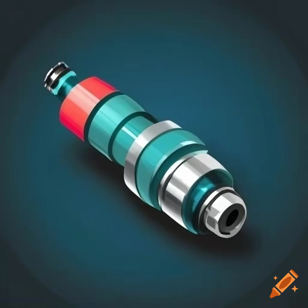 Flat 2d illustration of a fuel injector on Craiyon