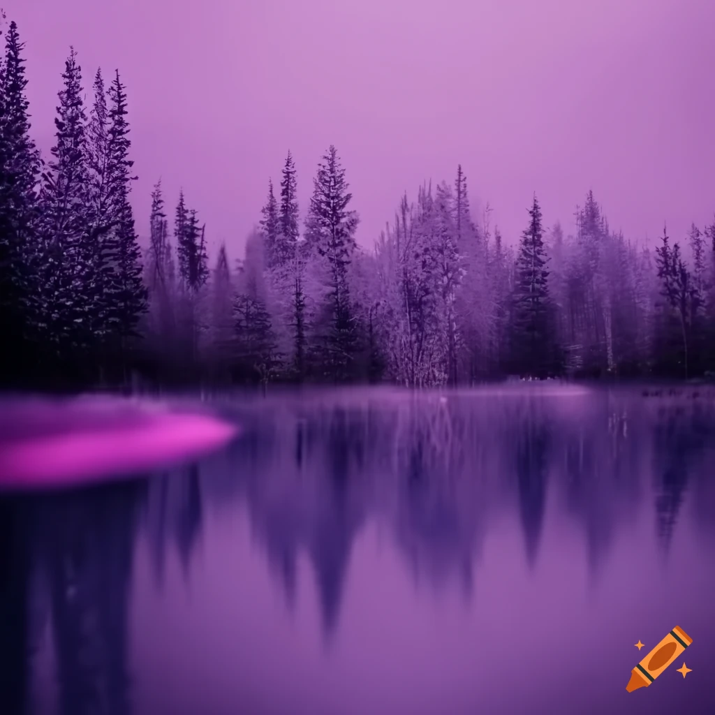 Dark winter forest and lake wallpaper with pastel colors on Craiyon
