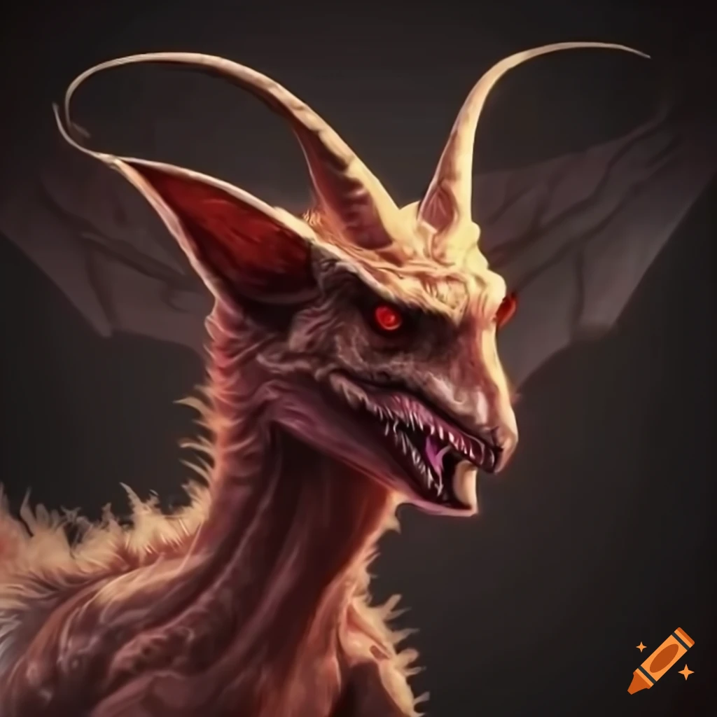 Illustration of the Jersey Devil, a flying bipedal creature with hooves and bat-like wings