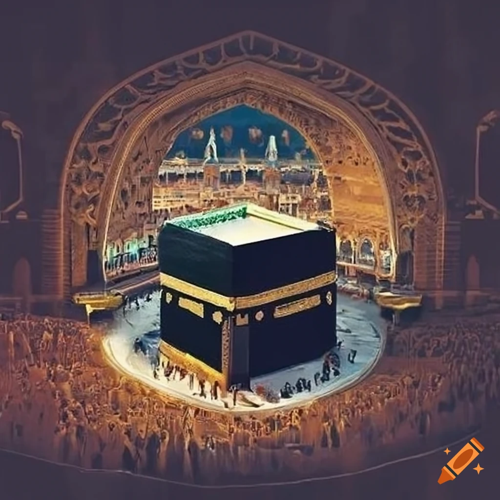 Kaaba mecca in a two piece jigsaw puzzle on Craiyon
