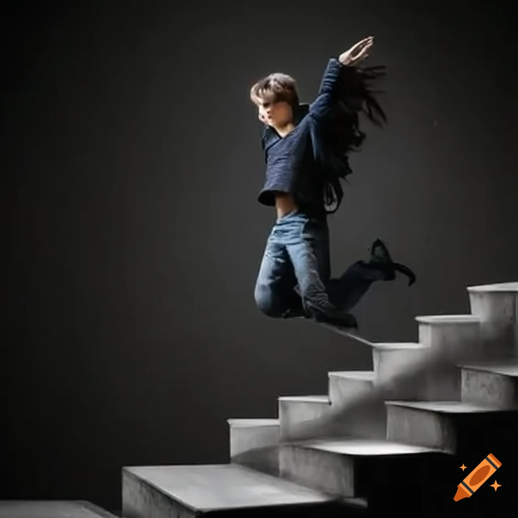 Student climbing stairs to success