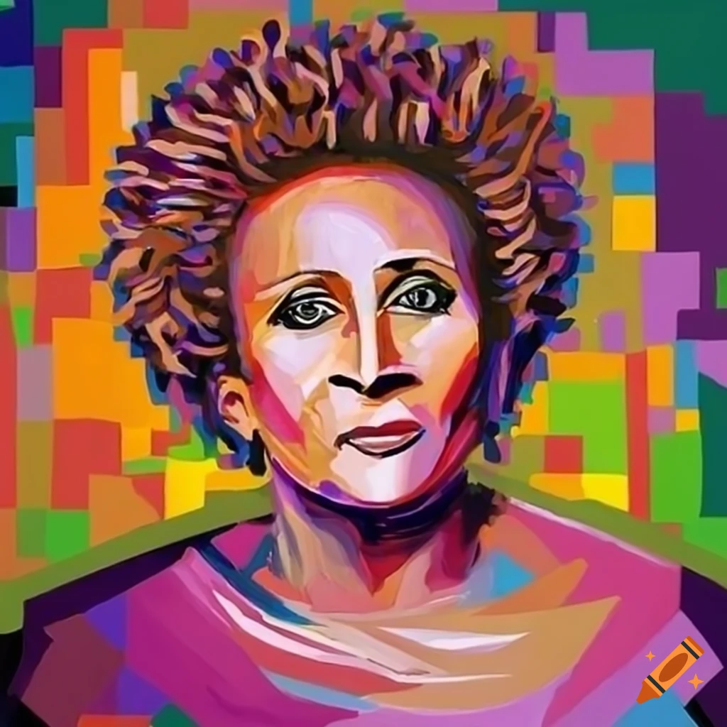 Wanda Sykes portrait in cubist style art